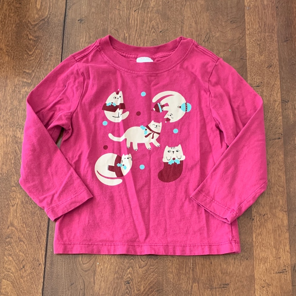 Hanna Andersson Fuchsia Cat Print Long Sleeve Tee